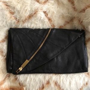 Black leather clutch